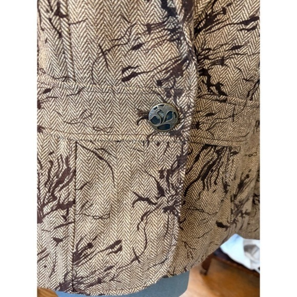Coldwater Creek Blazer Petite 14 Herringbone Brown Academic Business Classic - Picture 4 of 10